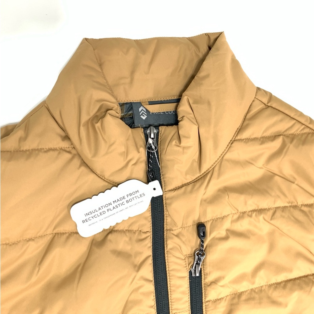 Men’s Free Country Puffer Vest Size L Bronze Bark Zippered Pockets Stand Collar - Picture 4 of 9